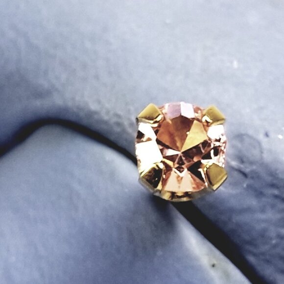 Swarovski Crystal Element - Gold Overlay Pink Stone "Tiny" Stud Earrings - Picture 10 of 12